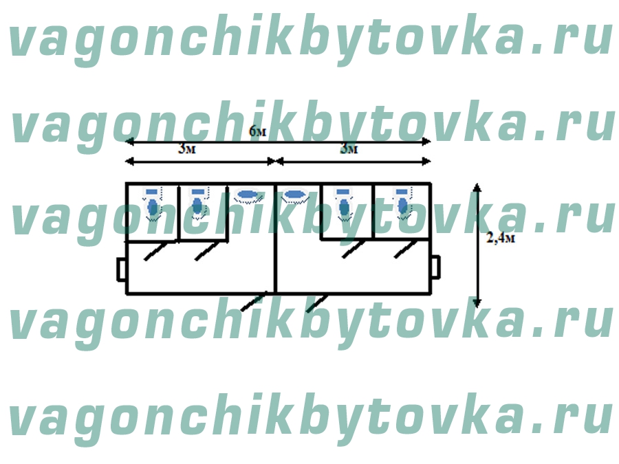 Санузел из металлического вагончика 6м